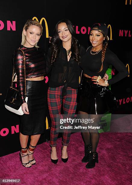 Singers Girls United attend NYLON + McDonald's Dec/Jan issue launch party, hosted by cover star Demi Lovato at Quixote Studios on December 5, 2013 in...