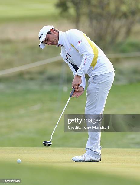 Jamie Elson of England putts on the 2nd green during day two of D+D REAL Czech Masters at Albatross Golf Resort on August 22, 2014 in Prague, Czech...