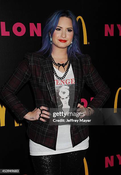 Singer/songwriter Demi Lovato attends NYLON + McDonald's Dec/Jan issue launch party, hosted by cover star Demi Lovato at Quixote Studios on December...