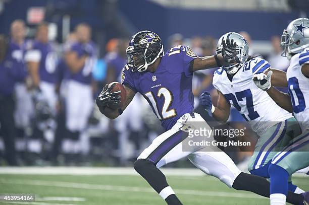 Baltimore Ravens Jacoby Jones in action vs Dallas Cowboys during preseason game at AT&T Stadium. Arlington, TX 8/16/2014 CREDIT: Greg Nelson