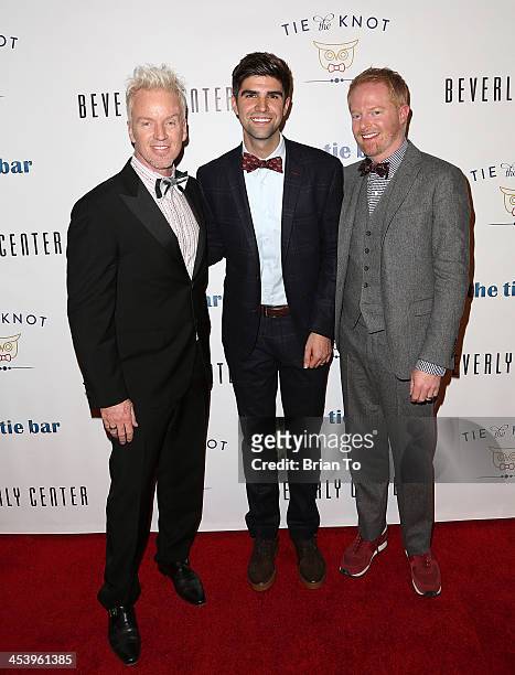 President of Valentine Group PR Steve Valentine, Justin Mikita, and actor Jesse Tyler Ferguson attend Tie The Knot Pop-Up Store at The Beverly Center...