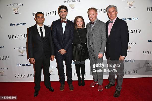 Shah Anand, Justin Mikita, actor Jesse Tyler Ferguson, and The Tie Bar executives attend Tie The Knot Pop-Up Store at The Beverly Center on December...