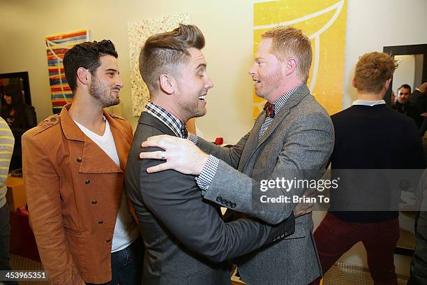 Michael Turchin, Lance Bass, Jesse Tyler Ferguson, and Barrett Foa attend Tie The Knot Pop-Up Store at The Beverly Center on December 5, 2013 in Los...