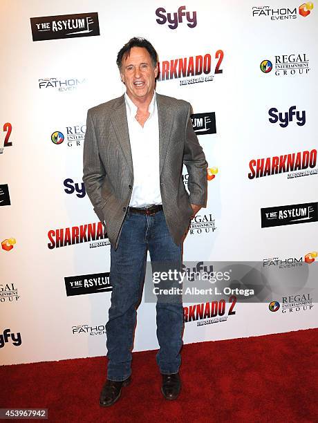 Actor Robert Hays arrives for the Premiere Of The Asylum & Fathom Events' "Sharknado 2: The Second One" held at Regal Cinemas L.A. Live on August 21,...