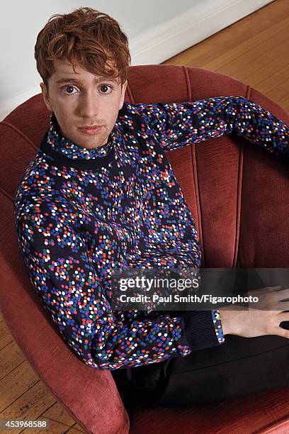 Actor Luke Newberry is photographed for Madame Figaro on April 28, 2014 in London, England. Sweater, shirt and pants . PUBLISHED IMAGE. CREDIT MUST...