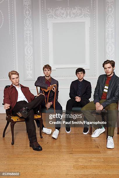 Actor Freddie Fox, Luke Newberry, Graig Roberts and Dominic Sherwood are photographed for Madame Figaro on April 28, 2014 in London, England. Freddie...