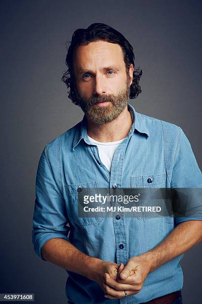 Andrew Lincoln poses for a portrait at the Getty Images Portrait Studio powered by Samsung Galaxy at Comic-Con International 2014 on July 24, 2014 in...