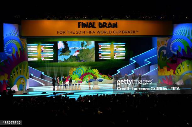 Netherlands is drawn from the pot during the Final Draw for the 2014 FIFA World Cup Brazil at Costa do Sauipe Resort on December 6, 2013 in Costa do...