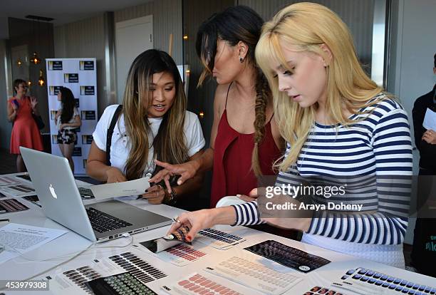 Actresses Jenna Ushkowitz, Jessica Szohr and Alessandra Torresani attend Kari Feinstein's Style Lounge presented by Paragon at Andaz West Hollywood...