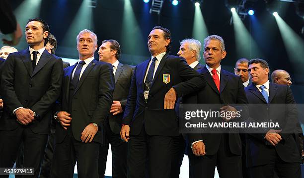 Croatia's coach Niko Kovac, France's coach Didier Deschamps, Italy's coach Cesare Prandelli, Ecuador's coach Reinaldo Rueda and Honduras's coach Luis...