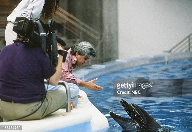 Pictured: Host Jay Leno visits the National Aquarium in Baltimore in October 1995 --
