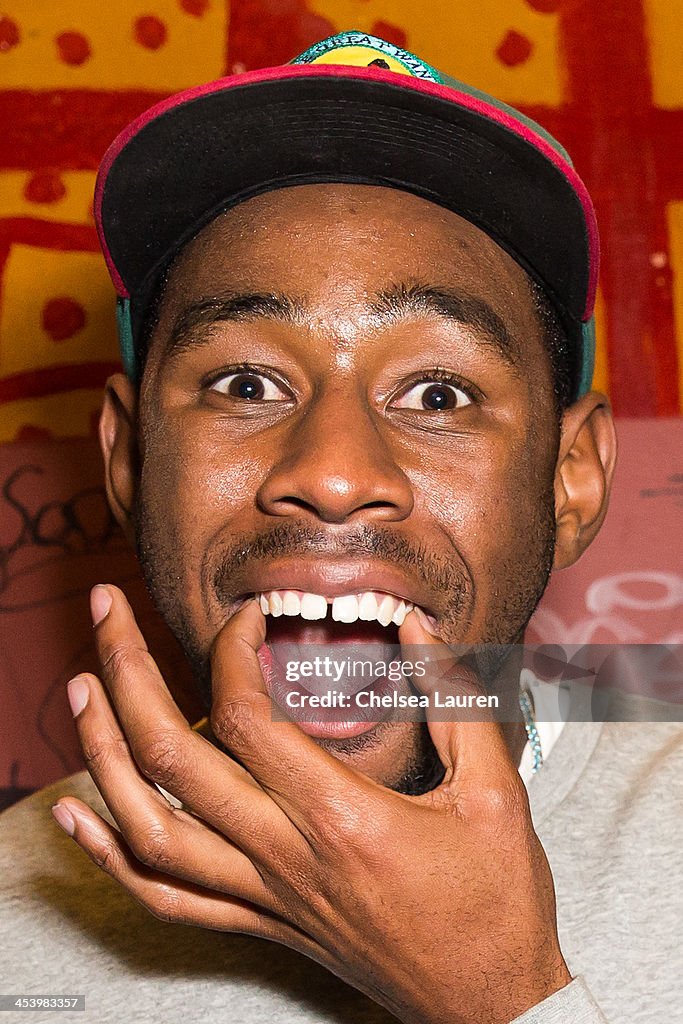 Rapper Tyler, the Creator of Odd Future poses backstage at Mac... News ...