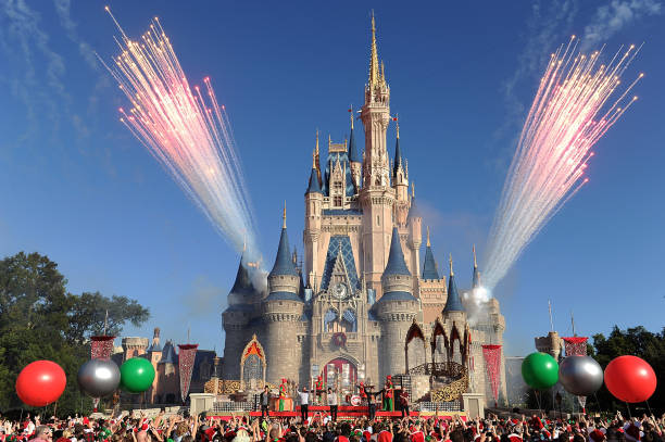 In this handout photo provided by Disney Parks, English-Irish boy band The Wanted performs "Santa Claus is Coming To Town" while taping the Disney...