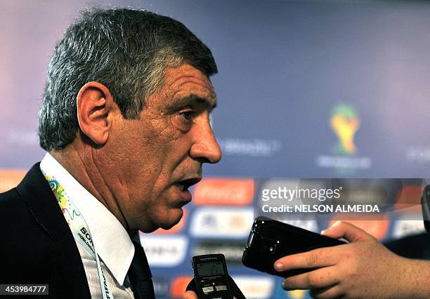 Greece's national football team coach Fernando Santos speaks to the press after the final draw of the Brazil 2014 FIFA World Cup, in Costa do Sauipe,...