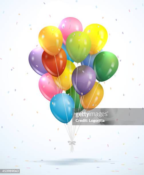 ilustrações, clipart, desenhos animados e ícones de monte de balões-vetor - happy birthday