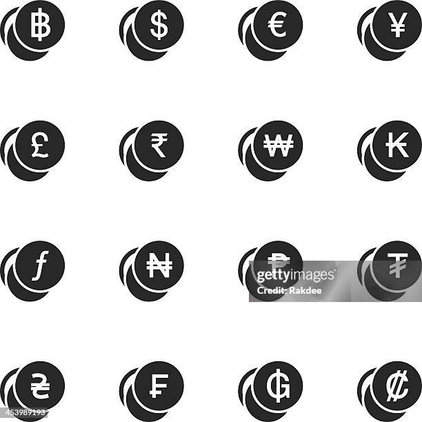 currency symbol silhouette icons | set 1 - thai currency stock illustrations