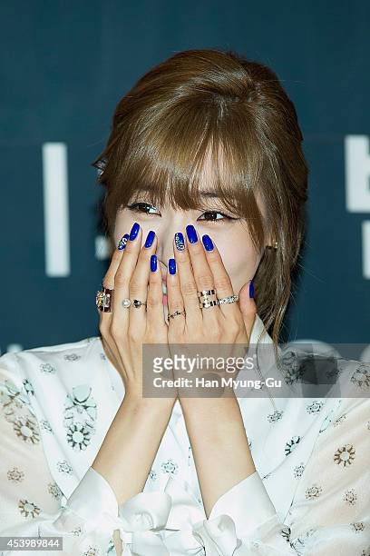 Tiffany of South Korean girl group Girls' Generation attends the press conference for OnStyle "The TaeTiSeo" at CJ E&M Center on August 22, 2014 in...