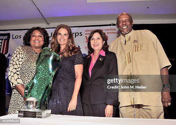 President & CEO YWCA GLA Faye Washington, Journalist Maria Shriver, former Secretary of Labor Hilda L. Solis and actor Lou Gossett, Jr. Attend the...