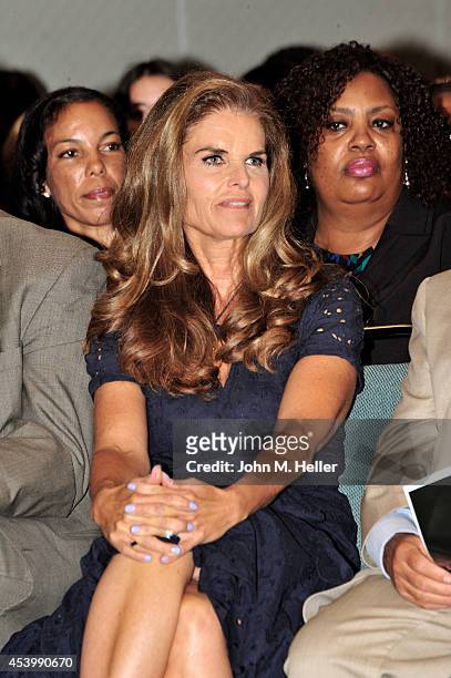 Journalist Maria Shriver attends the YWCA GLA 2014 Los Angeles Job Corps Commencement at the Los Angeles Convention Center on August 22, 2014 in Los...