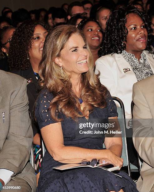 Journalist Maria Shriver attends the YWCA GLA 2014 Los Angeles Job Corps Commencement at the Los Angeles Convention Center on August 22, 2014 in Los...