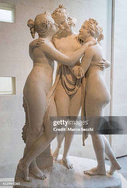 The original plaster cast of "The Three Graces" made for the Empress Josephine by Antonio Canova is seen during the press preview of the exhibition...