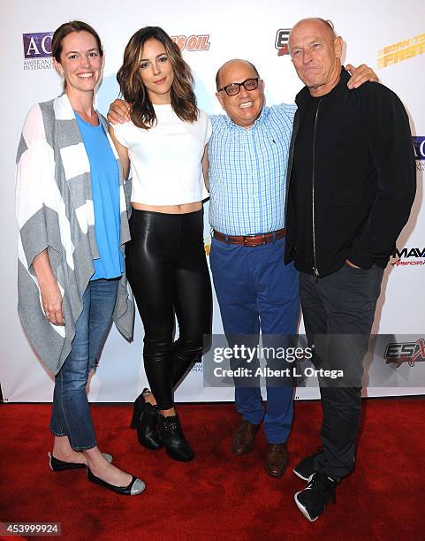 Anchor Bay's Erin Carter, actress Tiffany Dupont, producer George Shamieh and actor Corbin Bernsen at the Special Outdoor Screening Of "Born To Race:...