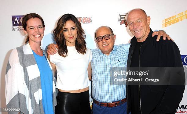 Anchor Bay's Erin Carter, actress Tiffany Dupont, producer George Shamieh and actor Corbin Bernsen at the Special Outdoor Screening Of "Born To Race:...