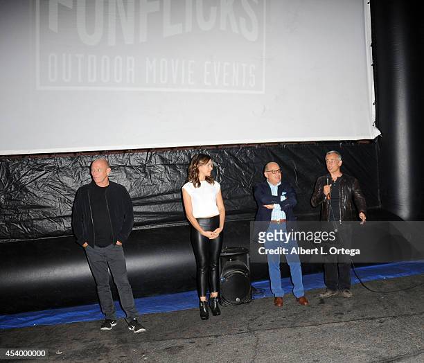 Actor Corbin Bernsen, actress Tiffant Dupont, producer George Shamieh and producer Ali Afshar at the Special Outdoor Screening Of "Born To Race: Fast...
