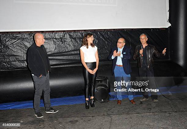 Actor Corbin Bernsen, actress Tiffant Dupont, producer George Shamieh and producer Ali Afshar at the Special Outdoor Screening Of "Born To Race: Fast...