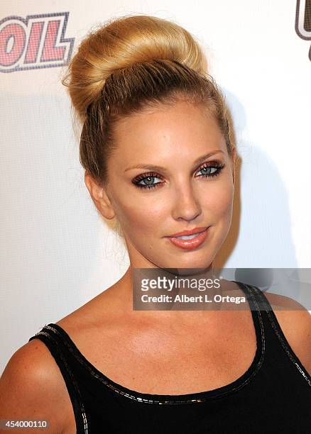 Model Ashley Michaelsen at the Special Outdoor Screening Of "Born To Race: Fast Track" held at Pep Boys on August 22, 2014 in Hollywood, California.