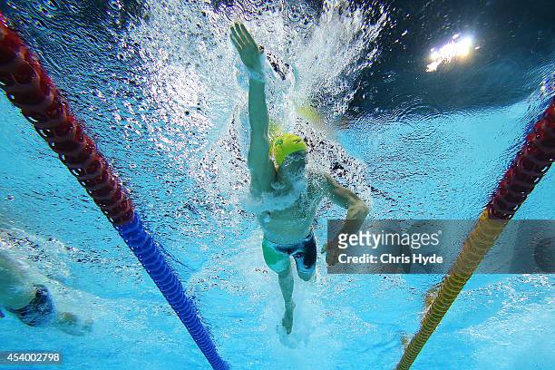 David McKeon of Australia swims the Men's 400m Freestyle final during day three of the 2014 Pan Pacific Championships at Gold Coast Aquatics on...