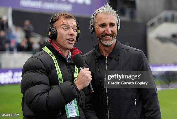 Test Match Special commentators Charles Dagnall and Jason Gillespie during the Semi Final Natwest T20 Blast match between Birmingham Bears and Surrey...