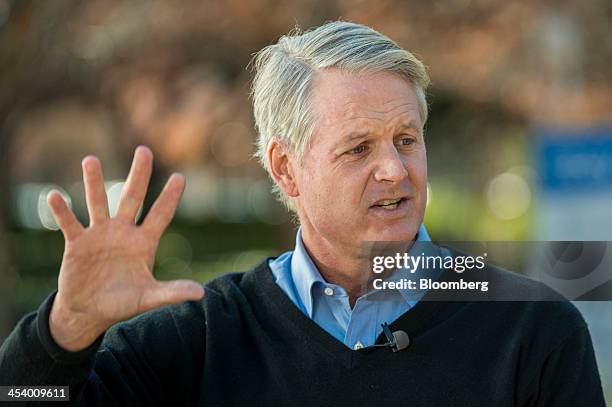 John Donahoe, president and chief executive officer of eBay Inc., speaks during a Bloomberg West television interview at the company's headquarters...