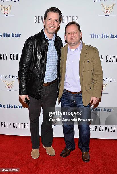 Actor Sean Hayes and his partner Scott Icenogle arrive at the "Tie The Knot" grand store opening at The Beverly Center on December 5, 2013 in Los...