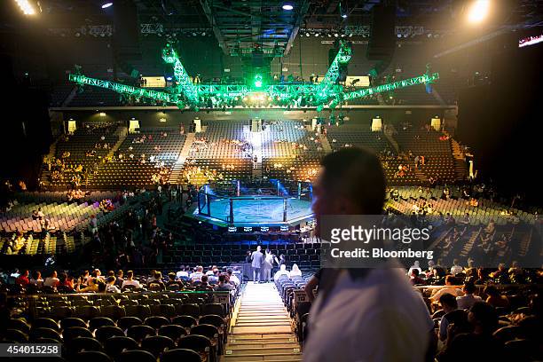 Man enters Ultimate Fighting Championship Fight Night at Cotai Arena, inside the Venetian Macao resort and casino, operated by Sands China Ltd., a...