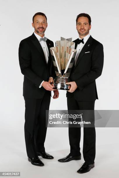 Sprint Cup Series Champion Jimmie Johnson and his crew chief Chad Knaus pose for a portrait prior to the NASCAR Sprint Cup Series Champion's Awards...