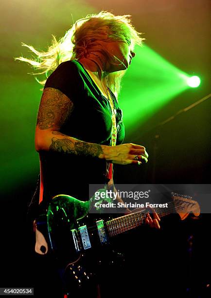 Brody Dalle performs on Day 2 of the Leeds Festival at Bramham Park on August 23, 2014 in Leeds, England.
