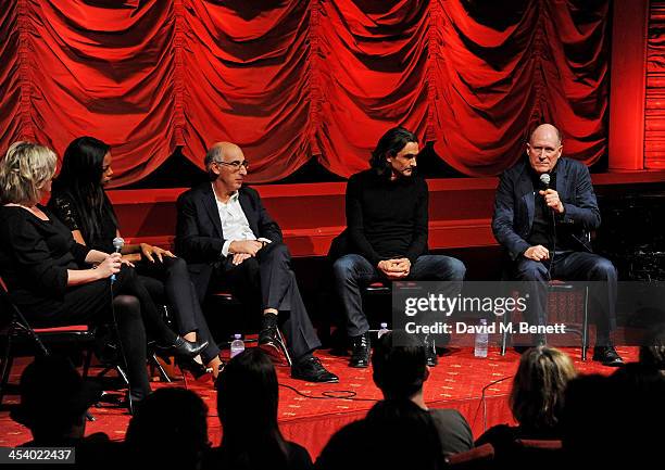 Wendy Mitchell, actress Naomie Harris, producer David Thompson, director Justin Chadwick and screenwriter William Nicholson speak in a Q&A at a...