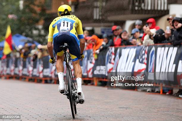 Rafal Majka of Poland riding for Tinkoff-Saxo competes in the individual time trial during Stage 6 of the 2014 USA Pro Challenge on August 23, 2014...