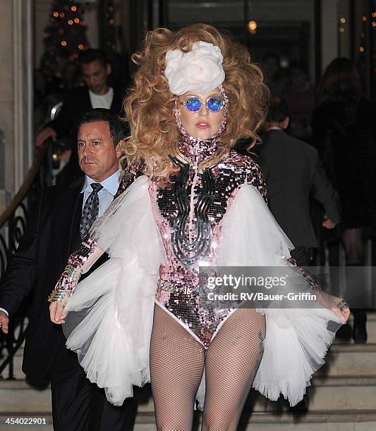 Lady Gaga is seen on December 06, 2013 in London, United Kingdom.
