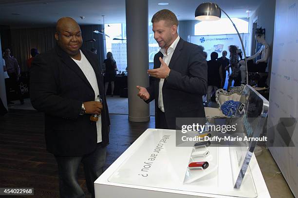 Actor Windell Middlebrooks with Innergie at Kari Feinstein's Style Lounge presented by Paragon at Andaz West Hollywood on August 22, 2014 in Los...