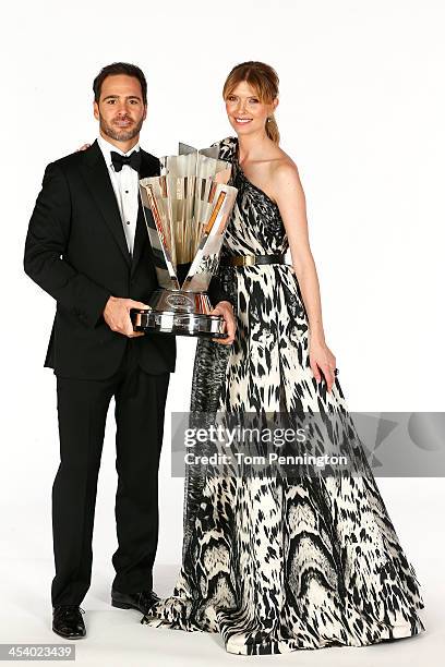 Sprint Cup Series Champion Jimmie Johnson and his wife Chandra Johnson pose for a portrait prior to the NASCAR Sprint Cup Series Champion's Awards at...