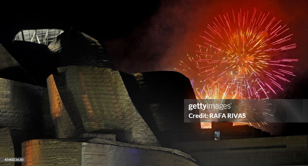 TOPSHOT-SPAIN-FIREWORKS-GUGGENHEIM