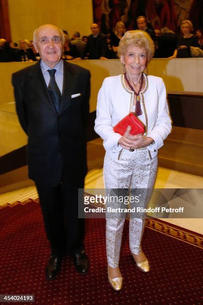Permanent Secretary of 'Academie Francaise' Helene Carrere d'Encausse and her husband Antoine Carrere d'Encausse attending the celebration of 26...