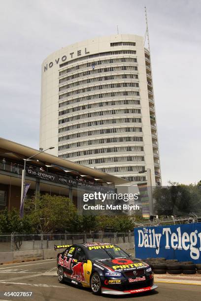 Casey Stoner drives the Red Bull Pirtek Holden during qualifying for V8 Supercars Dunlop Development Series race at Sydney Olympic Park Street...