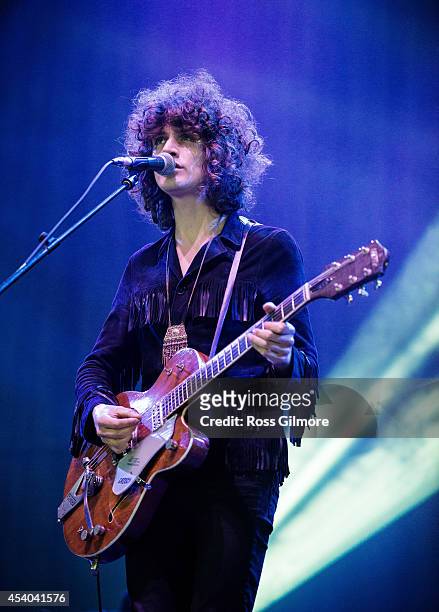 James Edward Bagshaw of Temples performs on Day 2 of the Leeds Festival at Bramham Park on August 23, 2014 in Leeds, England.