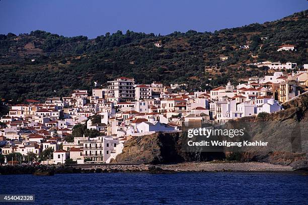 Greece, Aegean Sea, Skopelos, View Of Village.