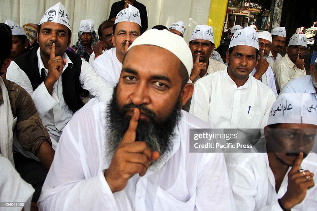 The Aadmi Party Muslim workers during their unique silent...