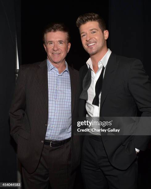 Actor Alan Thicke and recording artist Robin Thicke attend The GRAMMY Nominations Concert Live!! Countdown to Music's Biggest Night at Nokia Theatre...