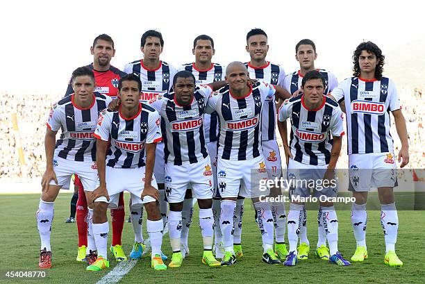 Players of Monterrey pose prior a match between Monterrey and Puebla as part of 6th round Apertura 2014 Liga MX at Tecnologico Stadium on August 23,...